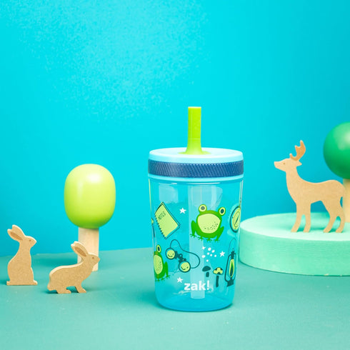 Zak Designs Kelso 15 oz Tumbler 2pc Set, Leak-Proof Lid with Straw, Durable Plastic, Perfect for Kids