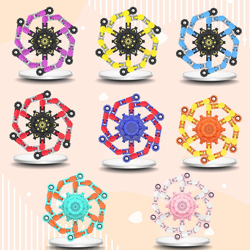 Irvotbes (24PC) Transformable Fidget Spinners,Funny Stress Relief Sensory Fidget Toys,Deformable Chain DIY Robot