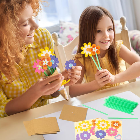 72Pcs Set BeYumi Flower Bouquet Craft Kit - Mother's Day Flower Bouquet Craft for Kids Make Your Own Bunch of Flowers