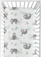 Sweet Jojo Designs Unisex Blue and Grey Jungle Sloth Leaf Fitted Crib Sheet for Baby Toddler Nursery - Turquoise, Gray,