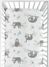 Sweet Jojo Designs Unisex Blue and Grey Jungle Sloth Leaf Fitted Crib Sheet for Baby Toddler Nursery - Turquoise, Gray,