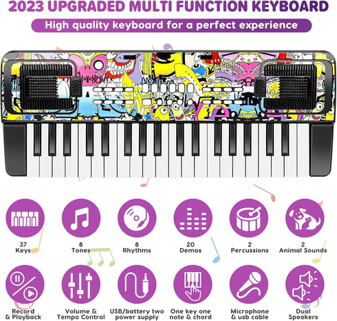 M SANMERSEN Piano Keyboard for Kids - 37 Keys Electronic Pianos with Music Book Bracket for 3-8 Years Old