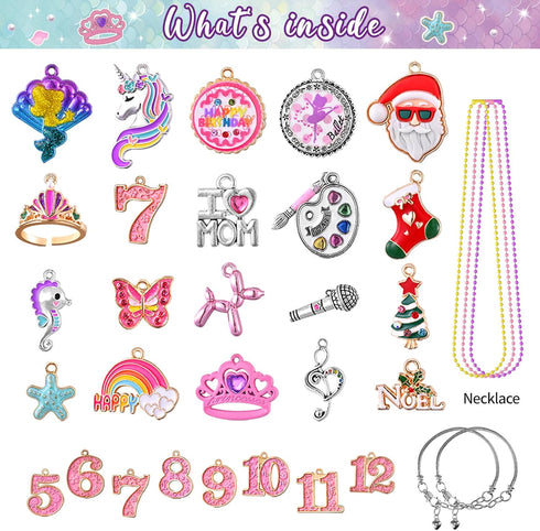 Charm Bracelet Making Kit & Unicorn/Mermaid Girl Toy - Ideal Crafts for Ages 8-12 Girls to Inspire Imagination