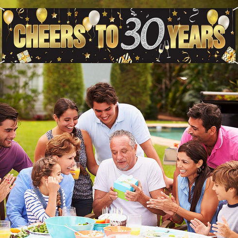 Boao Happy 30th Birthday Banner, 30 Years Gold Glitter Sign, Anniversary Celebration Backdrop Decoration Supplies