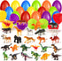 Shemira 24 Pack Easter Eggs Filled with Animal Dinosaur Toys, Easter Basket