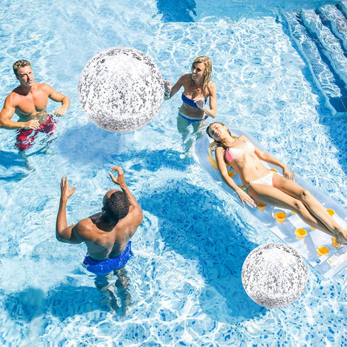 TURNMEON 5 Pack Sequins Beach Balls - Inflatable Clear Pool Toys, 16 Inch & 24 Inch, Summer Outdoor Party Favors