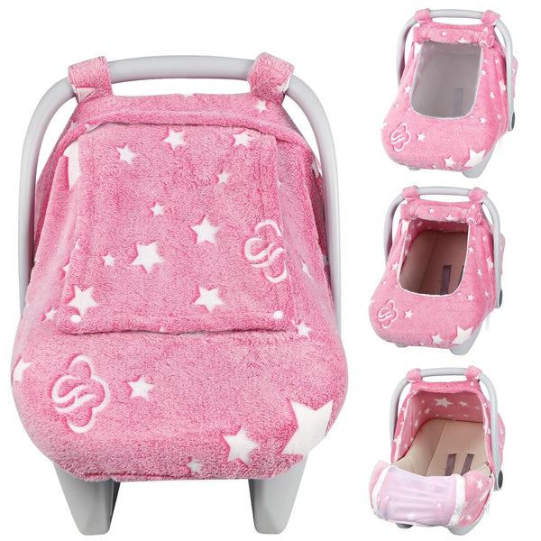 Car Seat Cover Baby Girls Boys, Soft Flannel Infant Carseat Cover with