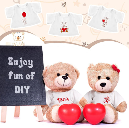 6 Pcs Sublimation Stuffed Bear Shirt Clothes - Fit 8-12 Inch Stuffed Animal Blank Plush Bear T-Shirts for DIY