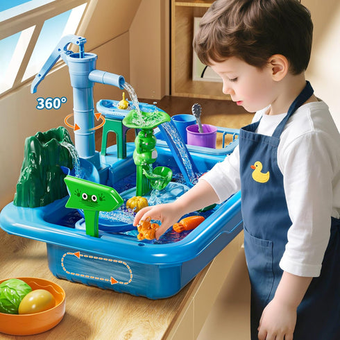 2 3 4 5 6 3-8, 2+ 3-5 Water Table Play Sink Toy for Kids Years Old - Outdoor Kitchen with Running Water, Fishing Games