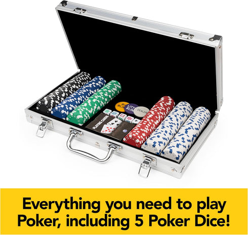 Cardinal Classics 300-Piece Poker Set - Aluminum Carrying Case, Professional Weight Chips, Casino Game for Ages 8+