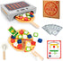 WOODMAM Pizza Toy Set, Montessori Realistic Play Food with Oven Box, Educational
