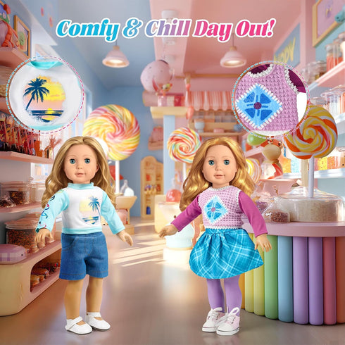 9 Sets 18 Inch Sets WONDOLL American Doll Clothes and Accessories - Outfits - Princess Fashion Bundle for Girl(No Doll)