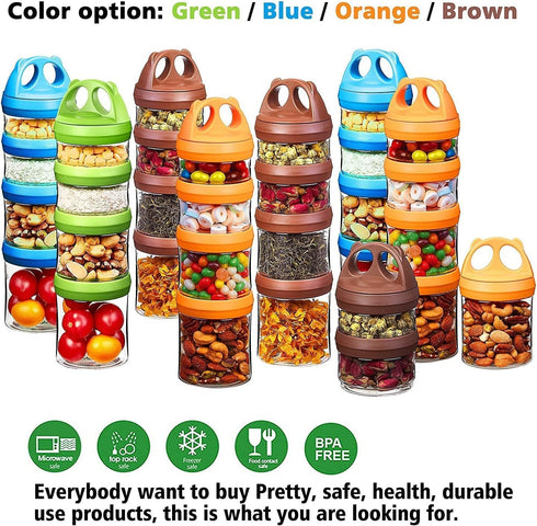 SELEWARE Portable Stackable Food Storage Containers for Snacks Formula Powder and Drinks Twist Lock System Airtight