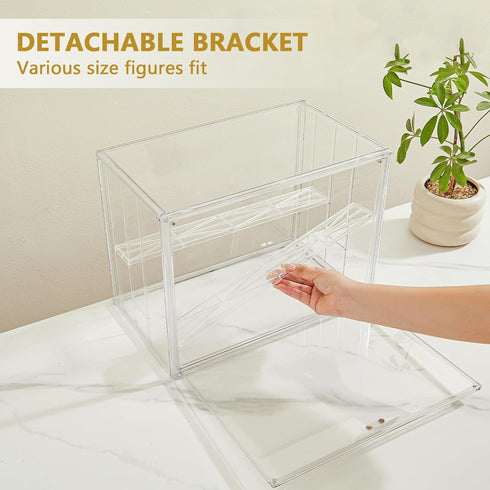 3 2Pack Acrylic Display Case for Collectibles Layer Adjustable Figure Display Cases with Magnetic Door Clear Stackable