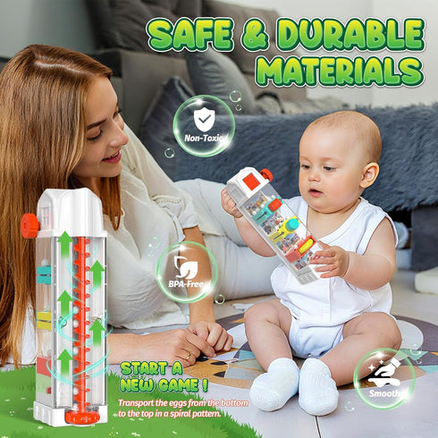 pamexin 2 3 4 5 5 Montessori Toys for Years Old, Farm Egg Drop Toy for Kids with Activity Centers, Educational