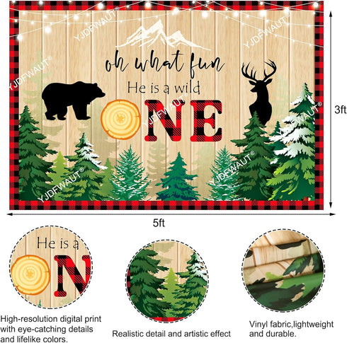 YJDFWAUT 1st Lumberjack First Birthday Decorations, Lumberjack Birthday Party Supplies, Buffalo Plaid Monthly Photo