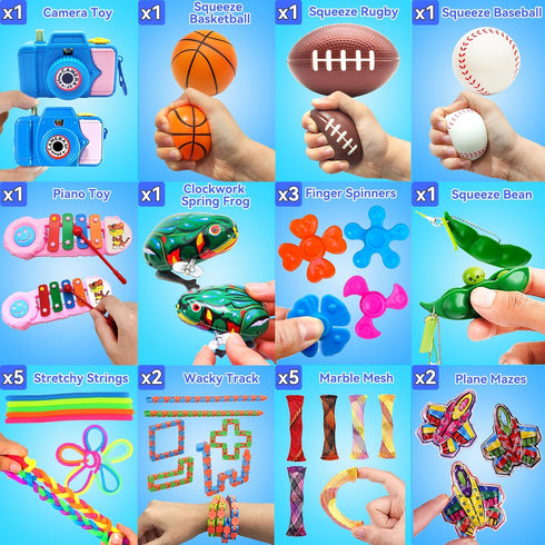 125 Pack 4-8-12,Stress&Anxiety Fidget Toys Assortment for Kids Relief Toys for Party Favors,Treasure Box