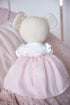 Clover the Bear Plush Doll - Beautiful Teddy Bear for Kids, Soft Cotton Linen Animal Plushie with Tulle Skirt
