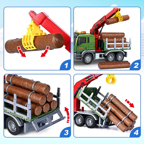 3 4 5 6 7 Bstoyder Toddler Boy Toys for Years Kids, Large Flatbed Truck Toy with a Farm Truck, Friction Powered