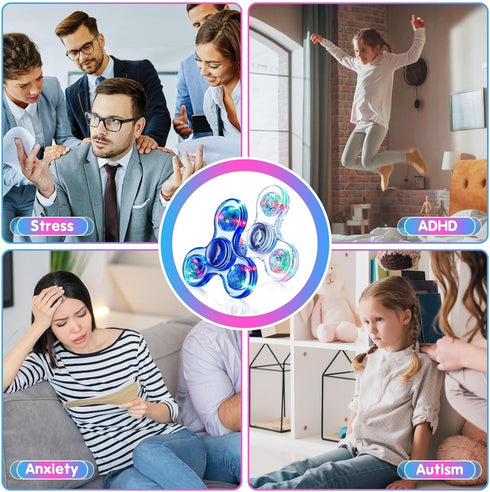 2 Pack, 4-8-12 Fidget Spinner Light up Sensory Fidget Toys Adults Kids with Autism ADHD, Kids Easter Basket Stuffers
