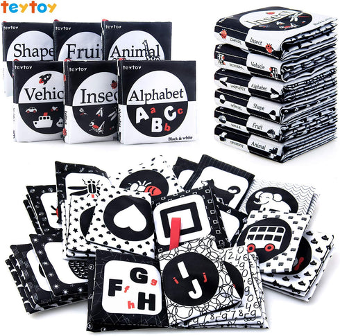 teytoy My First Soft Book, 6 PCS Nontoxic Fabric Cloth Activity Crinkle