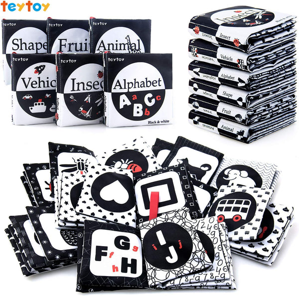 teytoy My First Soft Book, 6 PCS Nontoxic Fabric Cloth Activity Crinkle