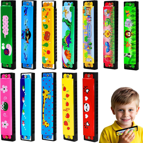 Harmonica,16 Class(12 UPINS Holes Cartoon Musical Instrument,Beginners Harmonica for Musical Party for Music Styles)