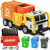 JOYIN Large Friction Powered Garbage Truck Toy Set, Includes Dumpster, Trash Bins,