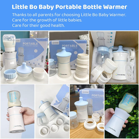 Set, Portable Bottle Warmer Little Bo Baby Portable Warmer with Baby Bottle and Adapter Travel Bottle Warmer