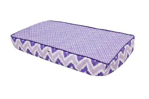 Quilted Changing Pad Cover in Purple with Polka Dots & Zig Zag Design