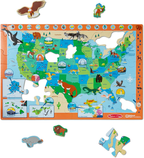 Melissa & Doug National Parks U.S.A. Map Floor Puzzle – 45 Jumbo Pieces with Search-and-Find Activities