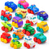 JOYIN Cartoon Cars, Soft Rubber Toy Car Set, Mini Vehicles, Bath Toy
