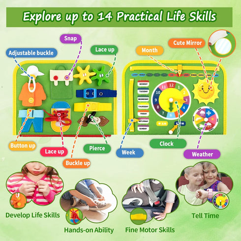 Letoya Toddler Busy Board, Farm Busy Book Montessori Toys for Toddlers, Sensory Board Learning Toy Educational Activity