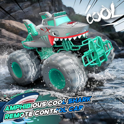 1:16 4WD 3-5 6-8 8-12 Waterproof Shark Remote Control Car, Amphibious RC Cars All Terrain Off Road Monster Trucks Toys