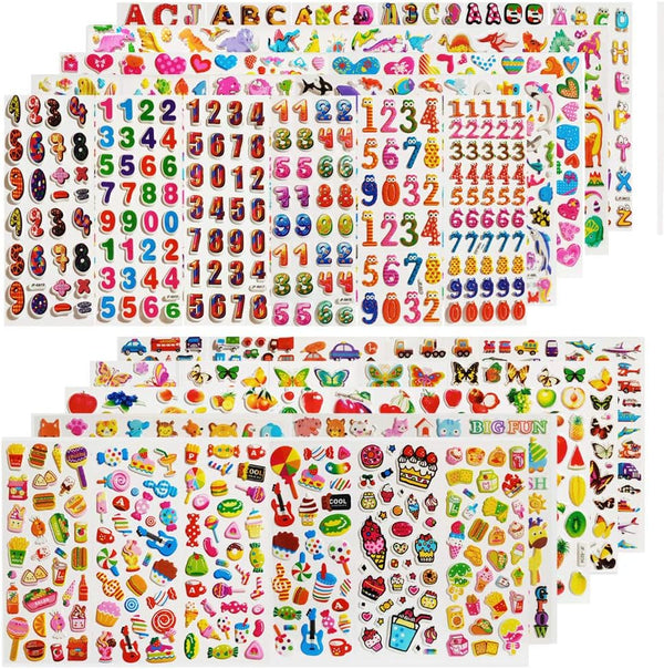 60 Sheets (1800+) Stickers for Kids, CNYMANY 3D Puffy Stickers for Scrapbooking Bullet Journal