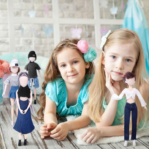 Geyoga 14 Pcs Doll Clothes & Accessories for 11.5 Inch Girl Doll, Denim Cotton Doll Cloth, Pants & Shoes Casual Wear