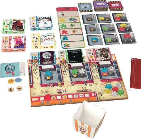 60 2 4 10+ IELLO: Popcorn, Strategy Board Game, Manage a Movie Theater, Attract Cinema Guests, Competitive, Minute Play