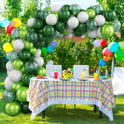 Balloon Garland Arch Kit Green, 107PCS Green White Balloon Arch Kit with Confetti Balloons for Birthday Decoration