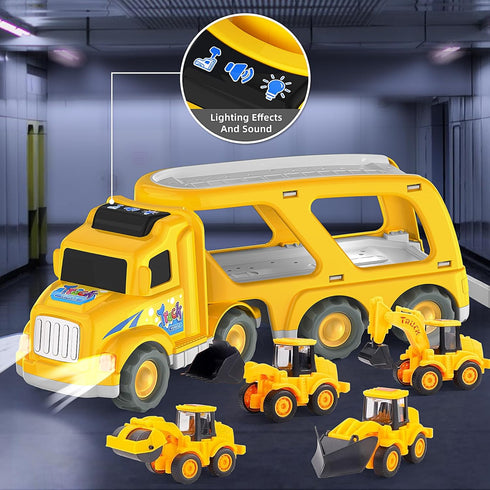 3 4 5 6 3-4 3-5 Veslier Construction Truck Toys for Boys Girls Age Years OldCarrier Transport Trucks for Kids Year