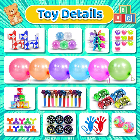 Erosbon 135pcs 3-5 4-8-12, Party Favors for Kids Fidget Toys Easter Eggs Fillers Birthday Gift Treasure Box Toy Prizes