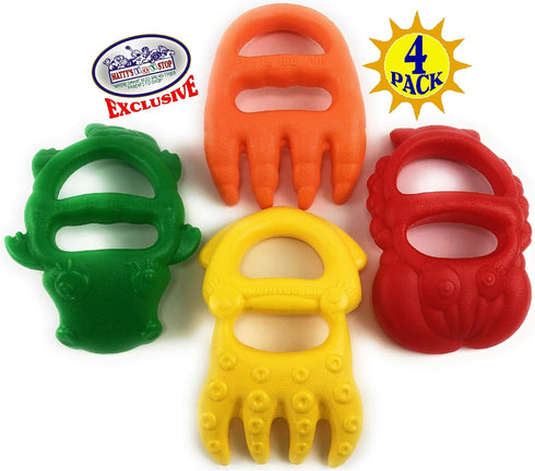 7" Set 4 Pack Matty's Toy Stop Plastic Sand Digger Scoop Claws for Sand & Beach (Red, Yellow, Orange & Green) Complete
