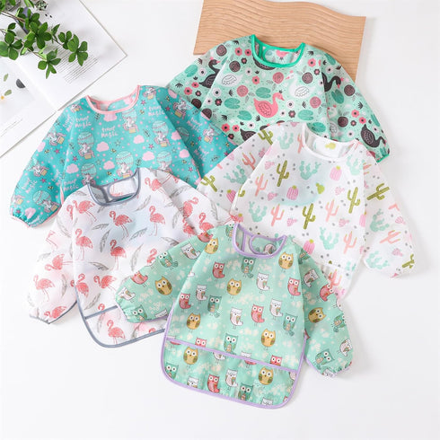 5 Pcs Long Sleeved Waterproof Baby Toddler Bibs, Sleeved Bib for 3-24 Months