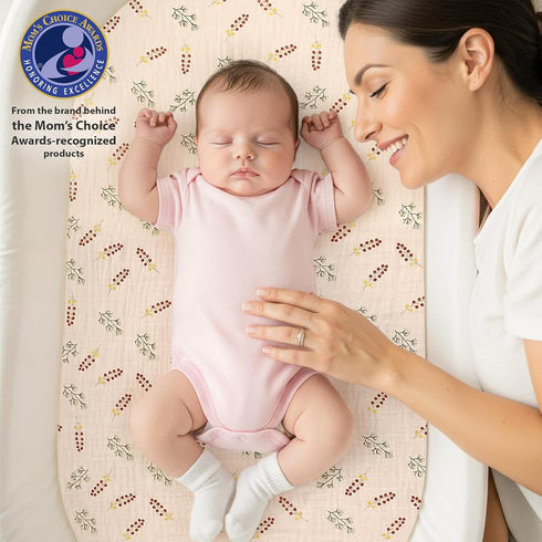 100% 33 17 Inch 2 Pack Organic Cotton Muslin Baby Bassinet Baby Sheet X Soft Breathable Lightweight Stretchable Bed