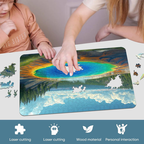 Wooden Puzzle for Adults, Yellowstone National Park Wooden Jigsaw Puzzle (19.8 * 13.2in-500pcs) for Family Game