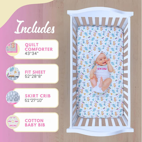 TrenD'Lay 4 Set, Set Sets Set, Set, Set, Piece Baby Girl Crib Bedding Crib Comforter for Girls, Crib for Girl, Baby