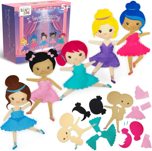 CRAFTILOO Ballerina Dancers Sewing Kit for Kids, Fun and Educational Craft Set