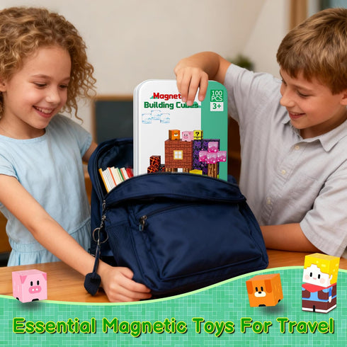 100 Set 3 4 5 6 7 8 9 10 11 12 Magnetic Blocks Travel Magnetic Building Blocks Cubes - PCS Tin Box Magnet Toys STEM