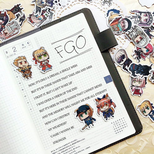 Wildforlife Fate/Grand Order FGO April Fool's Art, Cute Chibi Reusable Vinyl Stickers, 43 PCS