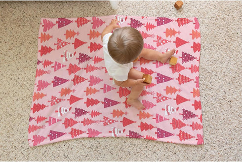 SqtmuHLuo 60x80inch Pink Christmas Baby Blanket Boys Girl Gifts First Christmas Tree Baby Nursery Bed Receiving