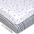 American Baby Company 2 Pack 100% Natural Cotton Fitted Pack and Play Sheets, Navy/Grey Sport Stripes